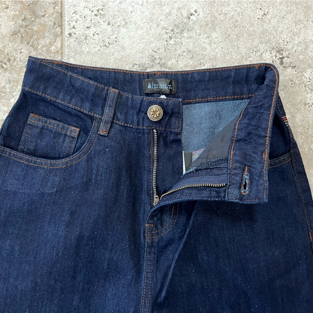 Bright & Beautiful NWT Bijou Rainbow Straight Leg Dark Wash Jeans, XXS/UK6 - Picture 8 of 13